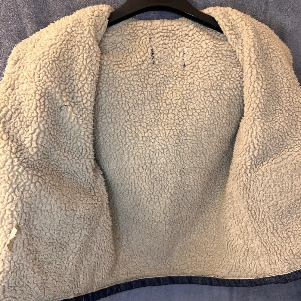 Vintage Toughskins Kids 4T Denim Sherpa Lined Jacket Western Style Winter Coat